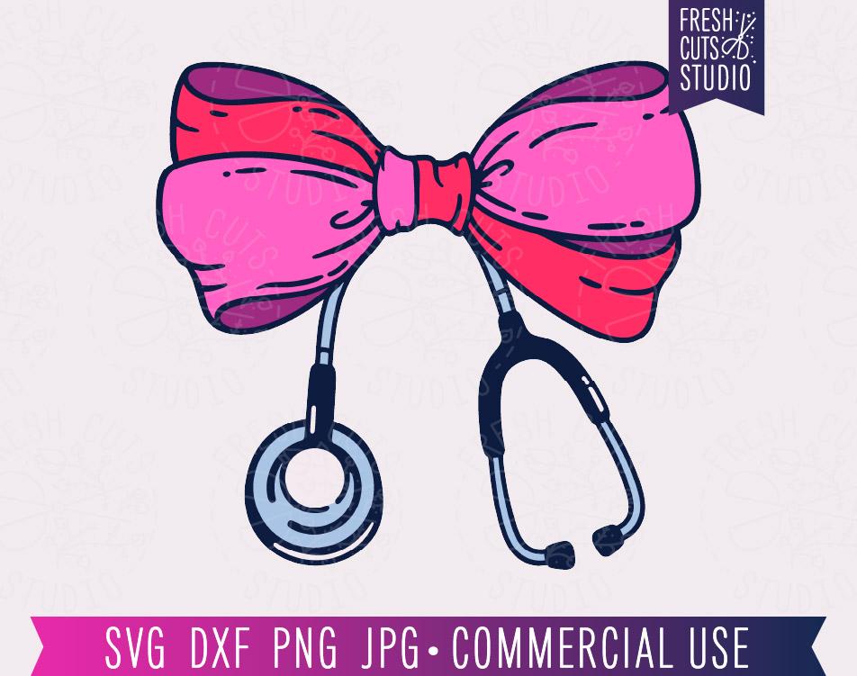Bow Stethoscope SVG Coquette Preppy Nurse Cut File for Cricut ...