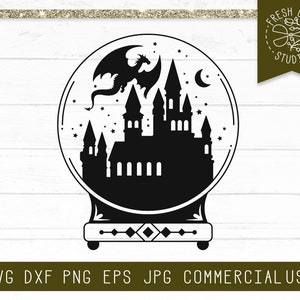 Dragon Svg Cut File for Cricut, Magic svg, Castle svg, Castle Silhouette svg, Thrones svg, Crystal Ball svg, Magic Ball Svg, Wizardry svg