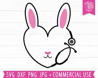 Easter Heart Stethoscope SVG Cut File Cricut, Easter Nurse svg, Easter Bunny Stethoscope, Bunny Ears svg, Easter Rabbit, Easter Heart svg