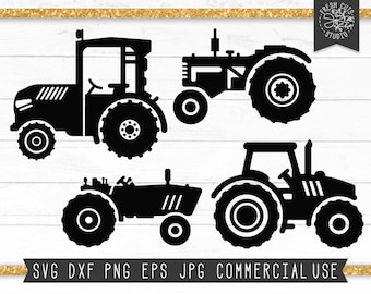 File di taglio SVG di trattori, clipart di sagome di trattori (download digitale)