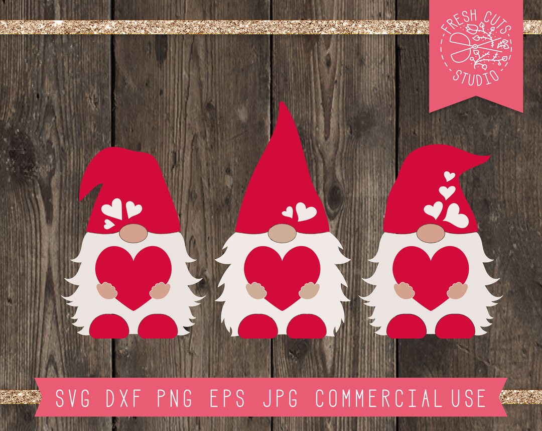 Gnome SVG Valentine Cut File for Cricut, Valentine Svg Gnome With Heart ...