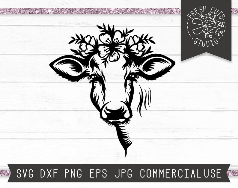 Cow SVG Instant Download Floral Cow Face Svg Cow with | Etsy