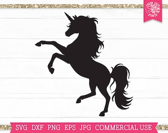 Unicorn SVG Cut File for Cricut, Unicorn Silhouette Design, Unicorn Rearing Up, Unicorn Clipart Image png dxf eps jpg, Instant Download