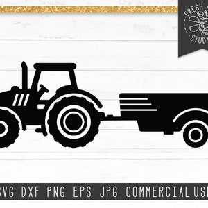 Vintage Tractor SVG Design Cut File for Cricut, Silhouette, Tractor pulling Wagon, Tractor with Wagon SVG, Farm Svg, Farming svg, Rustic Svg