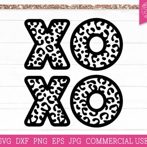 XOXO Svg Love Cut file for Cricut, Leopard Valentine svg, Leopard Print svg, Freches Valentine Shirt, Valentinstag Geschenk, Download png dxf