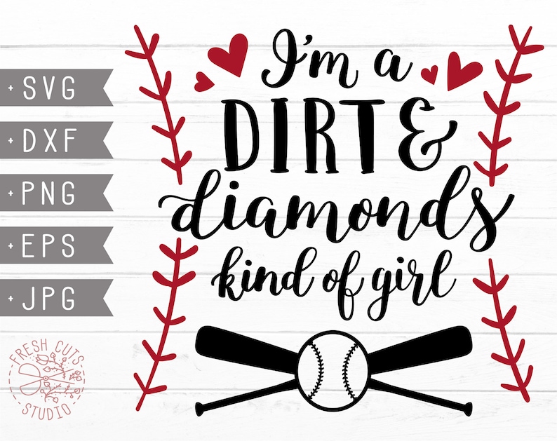 diseño para Cricut, soy una suciedad y diamantes tipo de chica, béisbol mam...