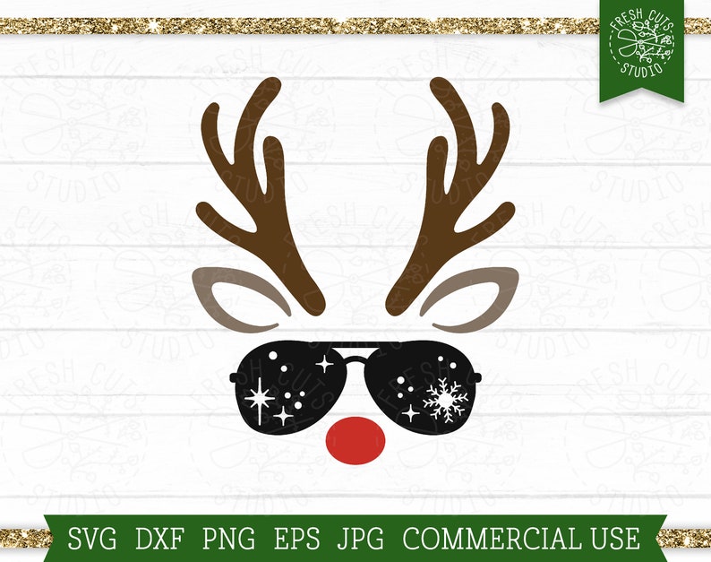 Reindeer Face SVG Christmas Deer Cut File, Cricut, Silhouette, Cool ...