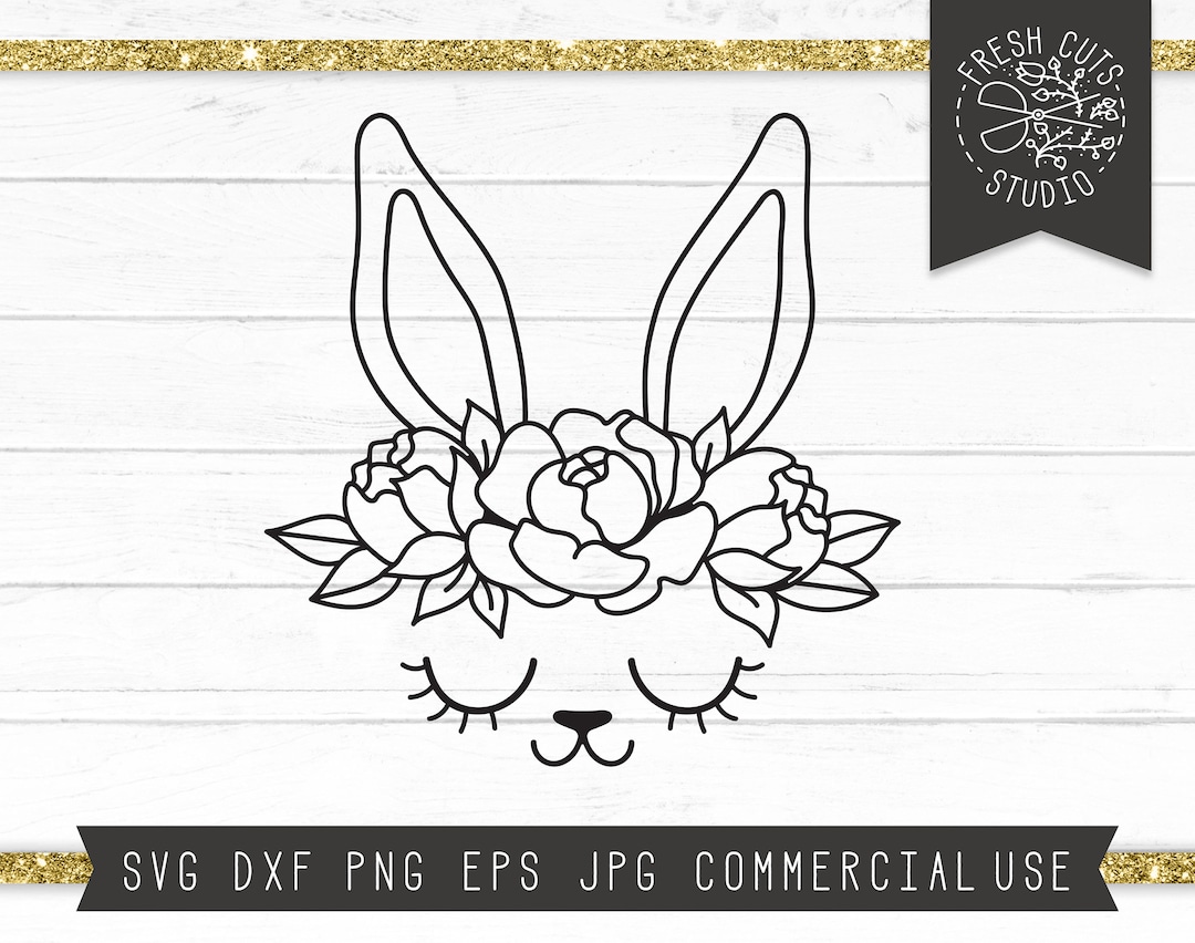 Rabbit SVG, Cute Rabbit Face SVG, Floral Rabbit Svg, Floral Bunny Svg ...