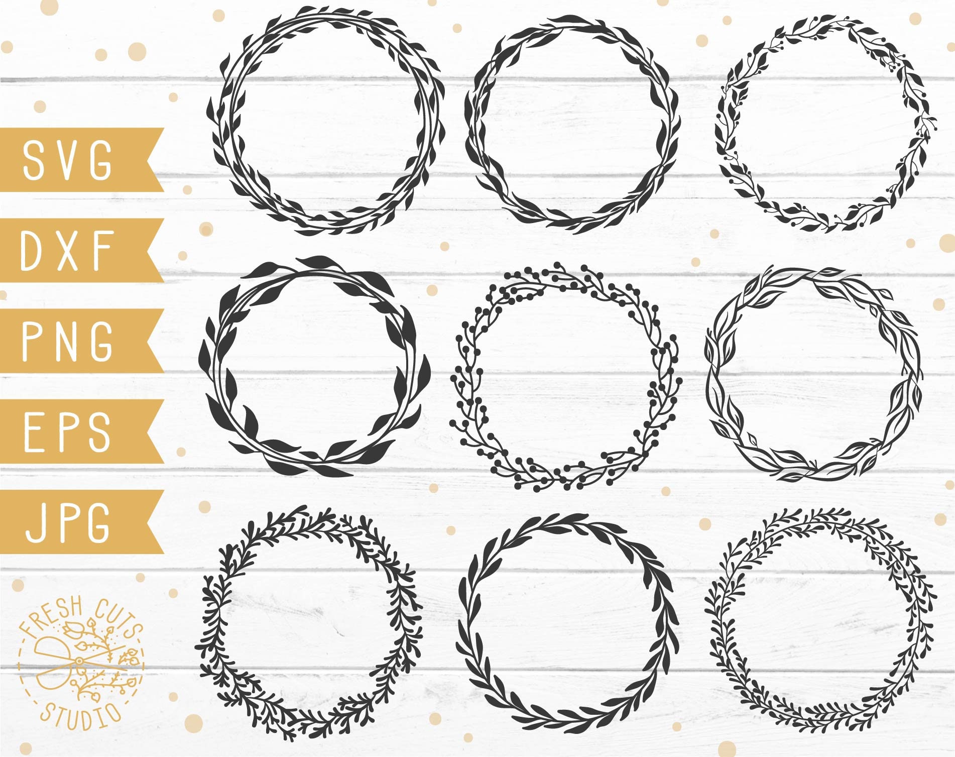 Laurel Wreath Svg Bundle, Floral Laurel Monogram Circle Svg Cut File ...