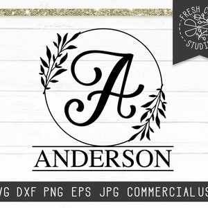 Monogram SVG File Instant Download, Monogram Letter Font Svg, Fancy Letters SVG, Customizable Cut File, Wreath Monogram svg, Initial SVG dxf