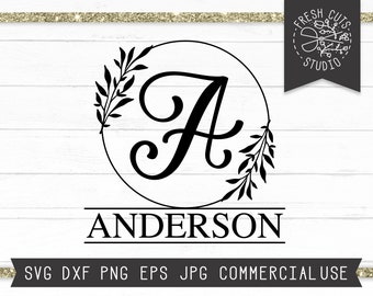 Monogram SVG File Instant Download, Monogram Letter Font Svg, Fancy Letters SVG, Customizable Cut File, Wreath Monogram svg, Initial SVG dxf