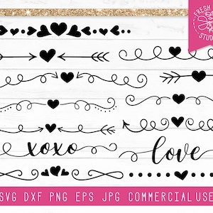 Flourish SVG Doodles, Valentine SVG Arrows, Heart Arrow SVG, Heart svg, Accenten svg, Swoosh svg, Heart Dividers Svg, Xoxo svg, Love svg