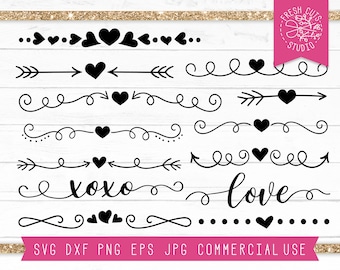 Flourish SVG Doodles, Valentine SVG Arrows, Heart Arrow SVG, Heart svg, Accents svg, Swoosh svg, Heart Dividers Svg, Xoxo svg, Love svg