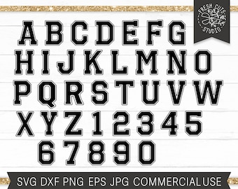 Varsity Sporty Font Letters SVG Cut Files for Cricut and Silhouette, Sport Jersey Letters and Numbers, Varsity Jacket Letters, Alphabet Png
