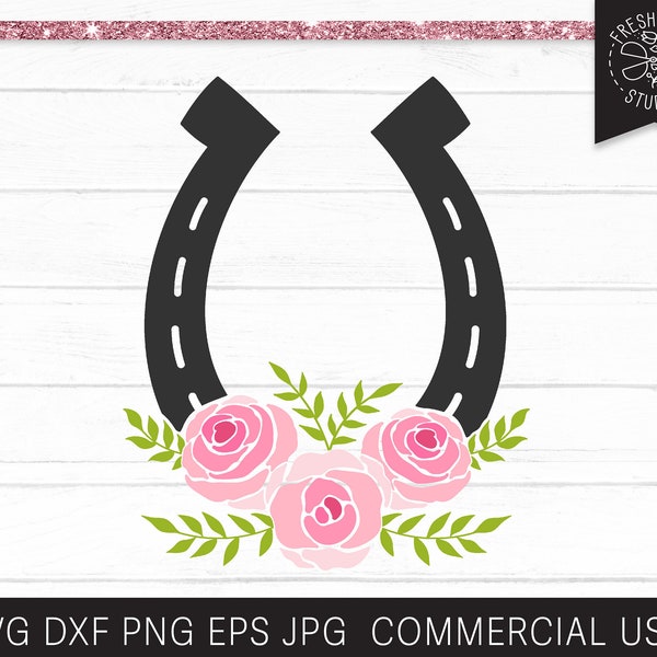 Horseshoe SVG File, Horse shoe svg Cut File for Cricut, Flowers svg, Floral Horseshoe svg, Equestrian svg, Lucky svg, Horseshoe Flowers png