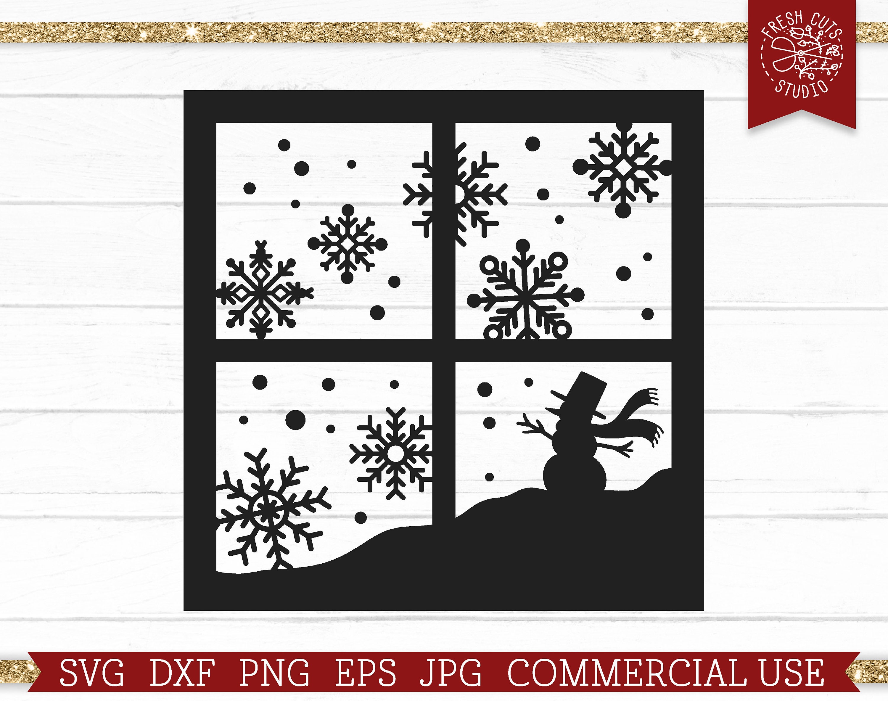 Winter Window Scene SVG Snowman SVG Cut File Window Pane - Etsy