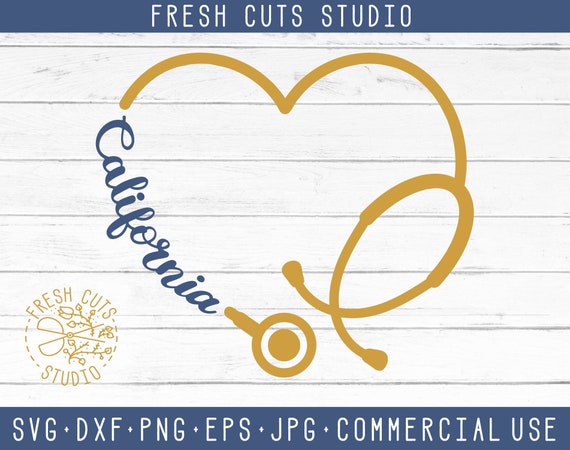 Download Free California Heart Stethoscope Svg Nurse Design Instant Download Etsy SVG Cut Files
