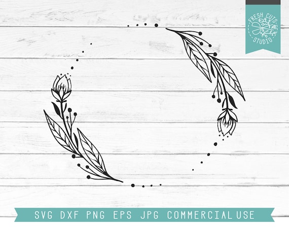 Download Flower Wreath Svg Monogram Frames Cut File Instant Download Etsy