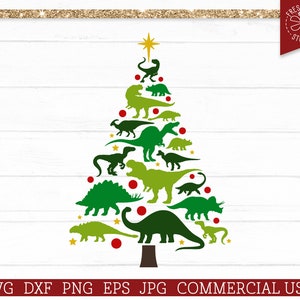 Dinosaurio Árbol de Navidad SVG Kids Holiday Cut File para Cricut, Triceratops, T-rex Christmas Shirt, Jurassic Winter Design, Uso comercial png
