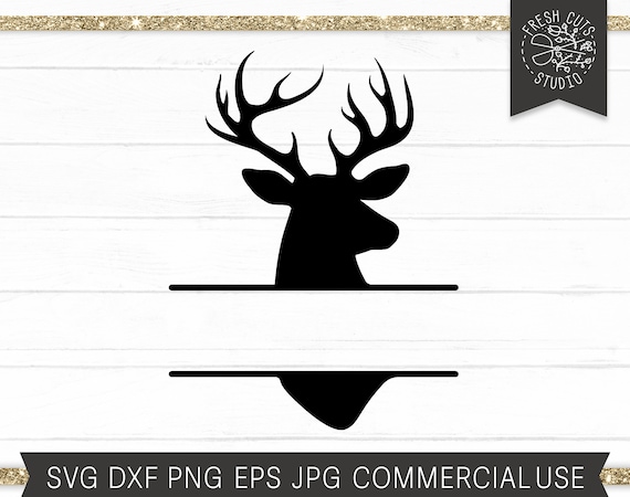Deer Split Frame SVG Cut File for Cricut Buck Head Silhouette Monogram  Frame, Hunting, Antlers, Deer SVG Cutting File Vector Clipart PNG