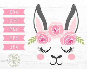Llama Face SVG Cut File Design, Sweet Llama svg, Floral Llama Eyelashes svg, Blushing Llama, Alpaca Face svg, Girl Llama Instant Download