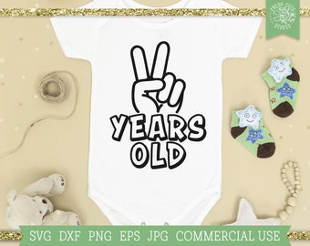 Two Years Old SVG 2nd Birthday SVG Cut File Design for Toddler Shirt, Peace Sign, Baby Boy svg, Toddler Girl Svg, Happy Birthday, 2 Year Old