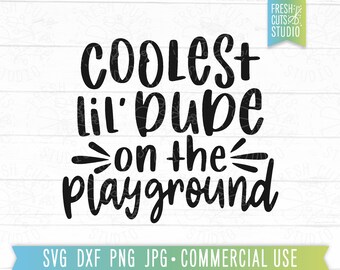 Coolest Lil' Dude on the Playground SVG for Kids Cut file for Cricut, Little Boy svg, Funny Kids Quotes, Baby Boy svg, Toddler SVG for Boys