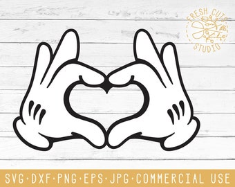Heart Hands SVG, Mouse Glove Vector Cut File (Digital Download)