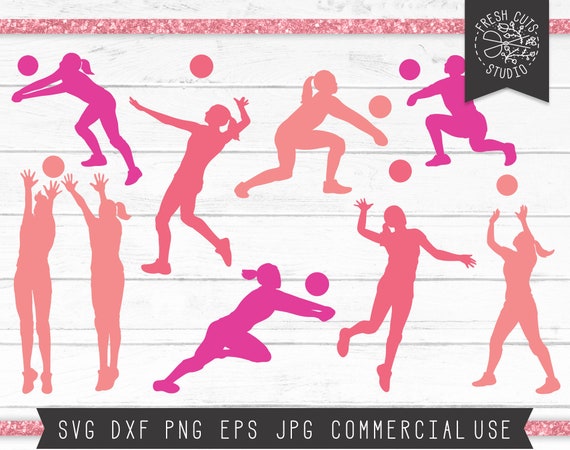 Download Volleyball Svg Cut Files Volleyball Silhouettes Svg Etsy