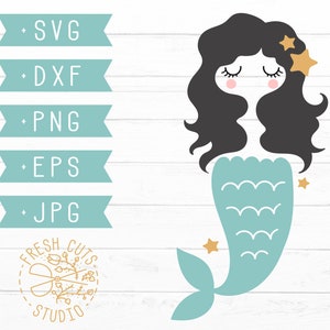 Mermaid SVG Design for Girls, Mermaid Cut File for Cricut, Silhouette, Instant Download, Cute Mermaid Clipart, Beach Girl SVG, Mermaid Girl