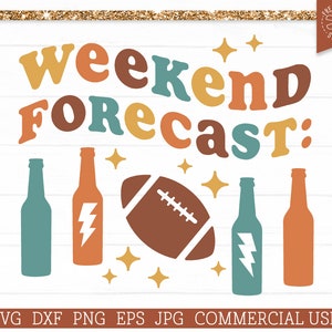 Pronóstico de fin de semana SVG Cut File para Cricut, Football svg, Beer svg, Uso comercial, Sublimación de otoño SVG, Retro Dad Life svg,