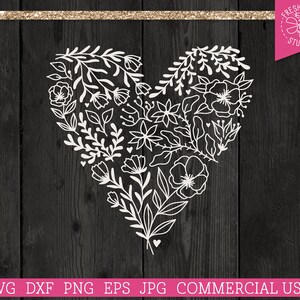 Flower Heart SVG Cut File for Cricut Silhouette, Floral Valentine Heart ...