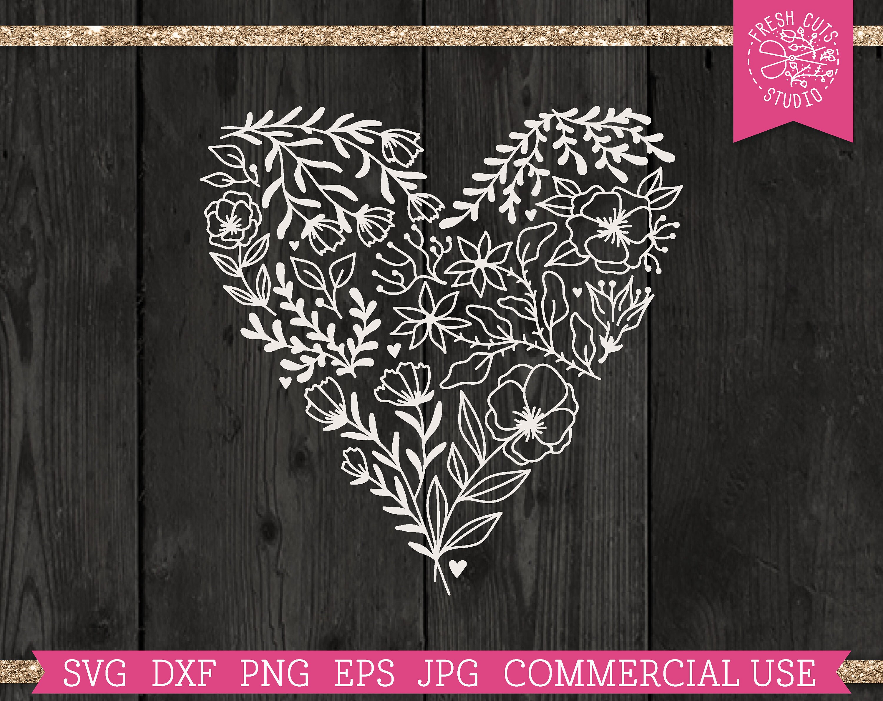 Flower Heart SVG Cut File for Cricut Silhouette, Floral Valentine Heart ...