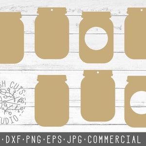 May include: Set of six mason jar SVG cut files, including a logo for a business called "Fresh Cuts Studio".