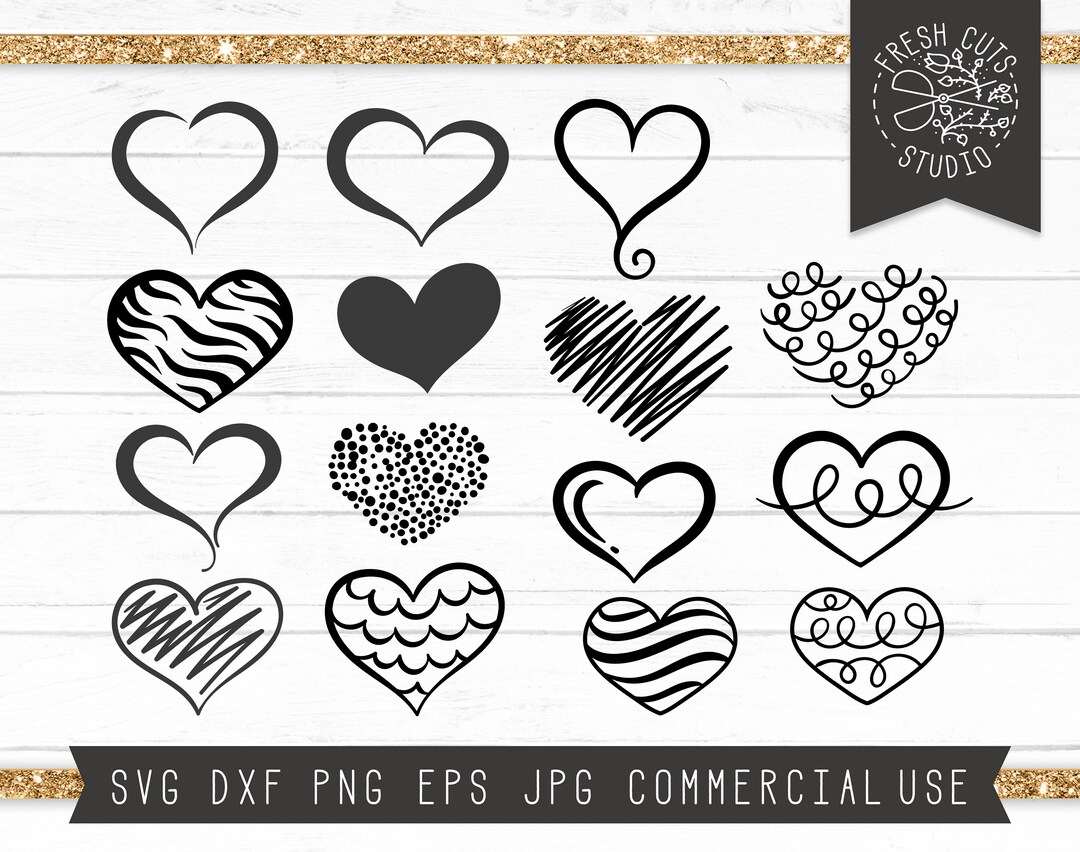 Heart SVG Doodles Cut File for Cricut, Instant Download, Doodle Hearts ...