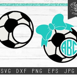 Soccer SVG Cut File Instant Download, Soccer Ball SVG, Soccer Ball with Bow Svg, Soccer Monogram Frame SVG, Monogram Cut File for Cricut