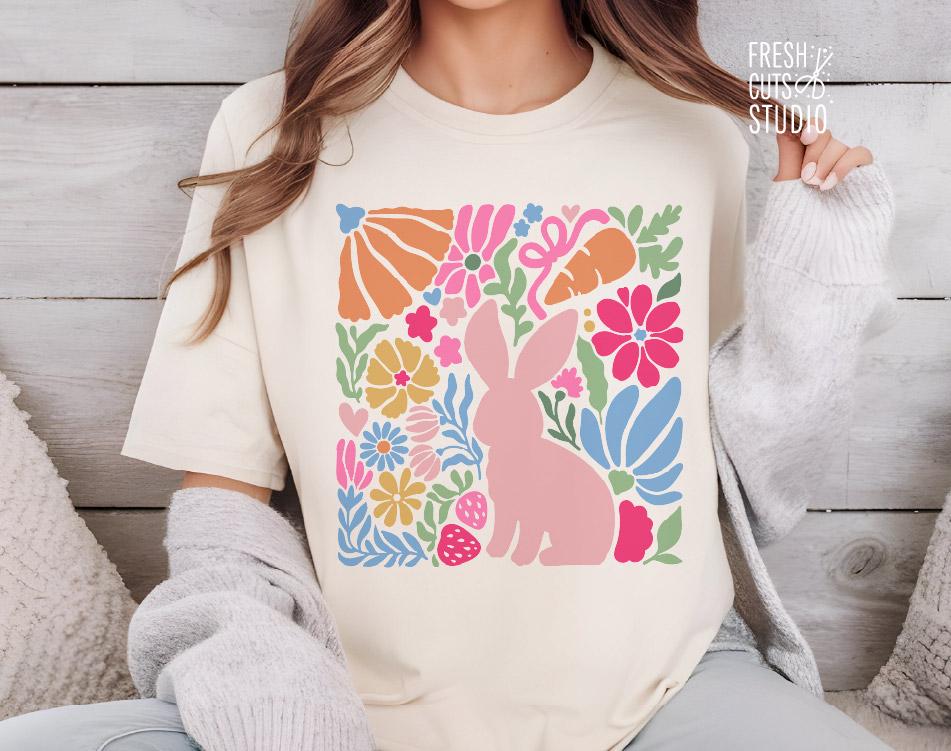 Boho Spring Bunny SVG, Boho Easter Shirt Cut File for Cricut Silhouette ...