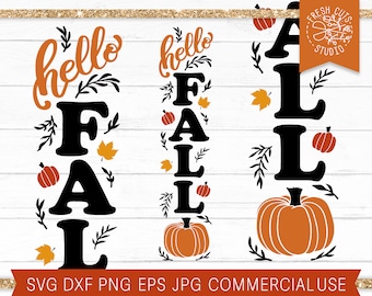 こんにちは秋のポーチ サイン SVG カット ファイル (Cricut 用)、秋の SVG、感謝祭の SVG ポーチ サイン デザイン、秋の SVG、カボチャのサイン SVG PNG Dxf ベクター