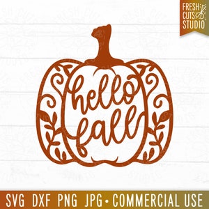 Olá outono SVG arquivo de corte de abóbora extravagante para Cricut, citação de outono png sublimação download digital