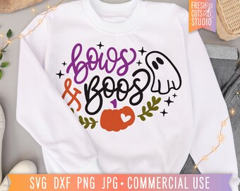 Bows & Boos SVG Halloween Baby Cut File, Bootiful svg, Girl Halloween svg, Shirt Designs, Cute Ghost svg, Funny Kids Halloween PNG
