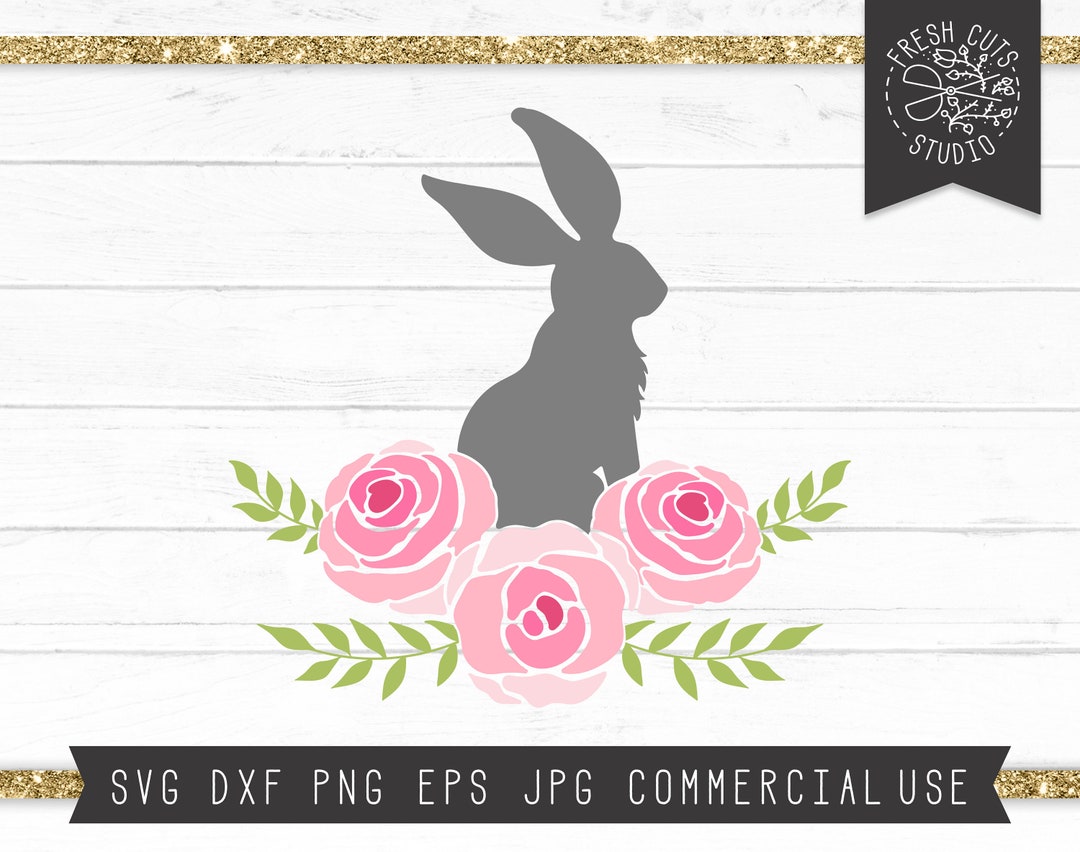 Bunny Floral SVG Cut File for Cricut, Peony Flowers SVG Easter Bunny ...