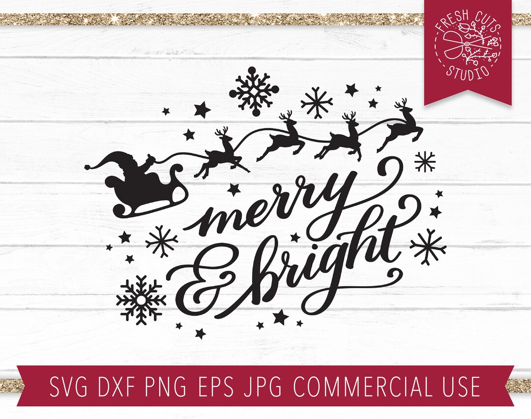 Christmas SVG, Merry and Bright SVG Cut File for Cricut, Merry and ...