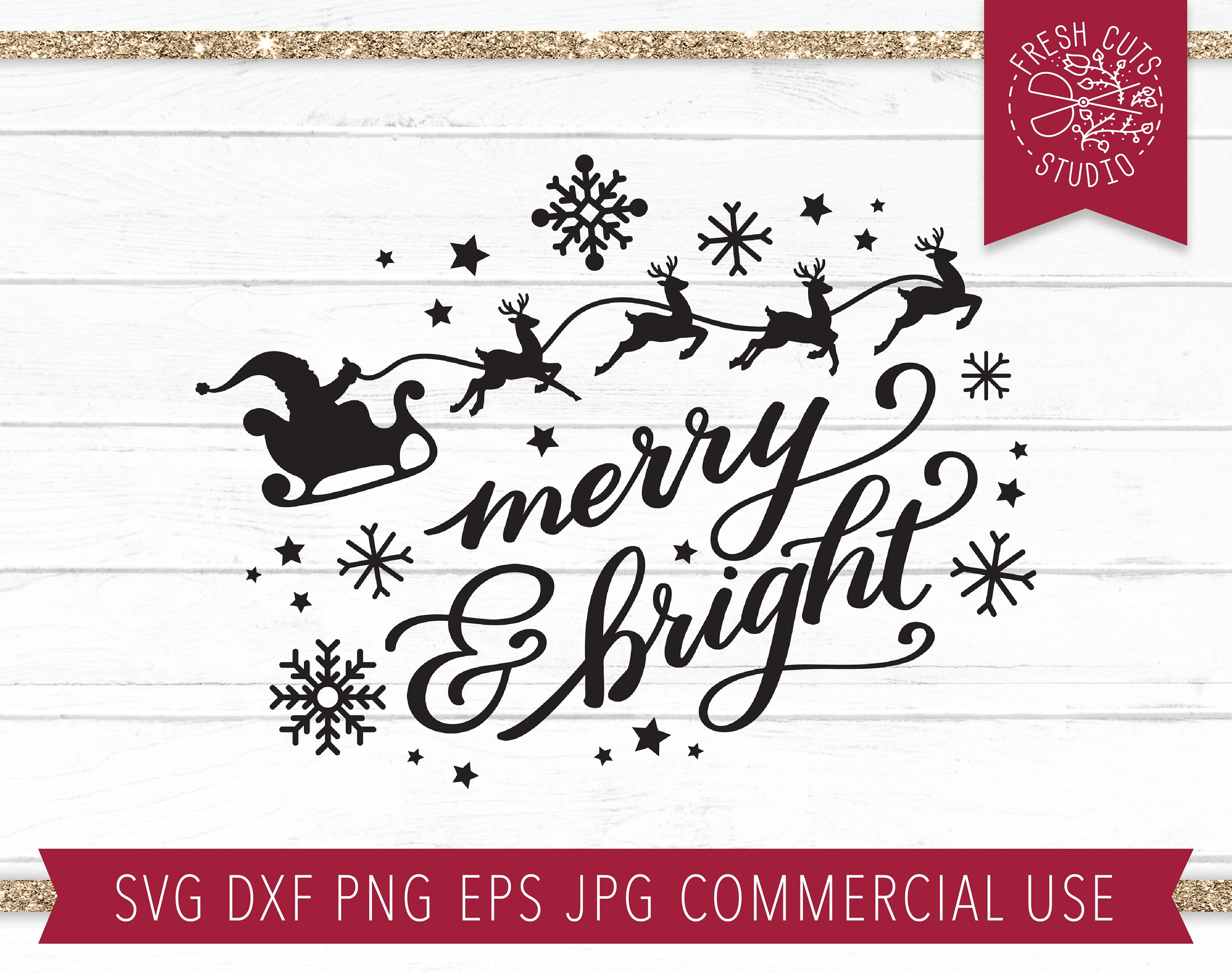 Christmas SVG, Merry and Bright SVG Cut File for Cricut, Merry and ...