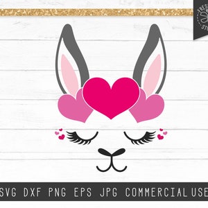 Llama Face SVG Cut File, Cute Llama Eyelashes Svg, Hearts, Alpaca Svg, Llama Cut Files for Cricut, Instant Download, Llama Head svg png jpg