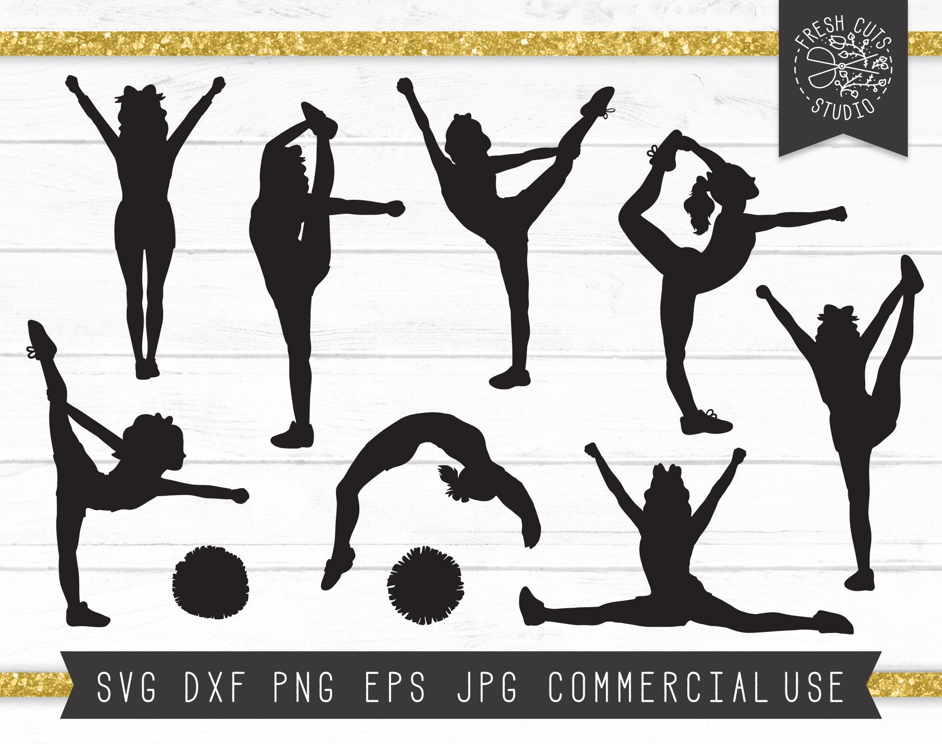 Download Cheerleading Svg Silhouettes Cheer Silhouette Svg Bundle Pom Etsy