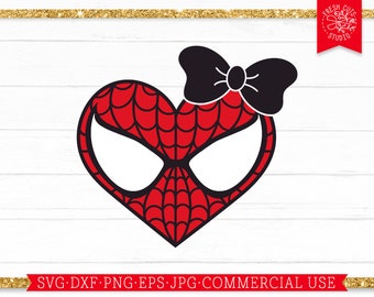 Superhero Valentine SVG for Girls, Spider Heart SVG Cut File for Cricut, Silhouette, dxf png Valentine's Day Hero, Girl Superhero, Download
