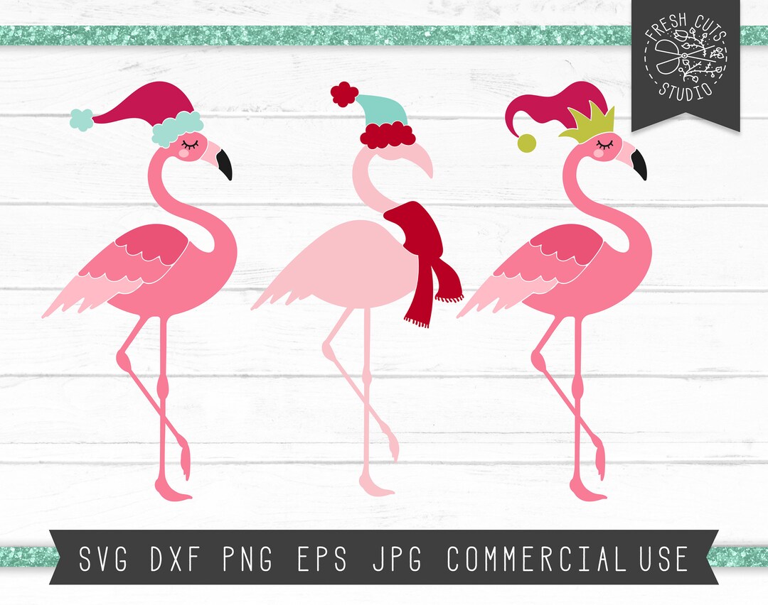 Holiday Flamingo SVG Cut File for Cricut, Christmas Flamingo Clipart