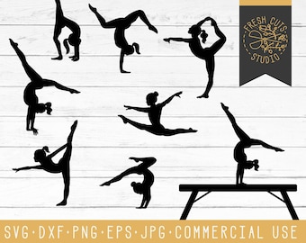 Gymnast SVG Cutting Files, Gymnastics Silhouette Cricut, Cameo, Instant Download, Tumbling Cheerleading, Dxf Cut Files, Sport Athlete Girl