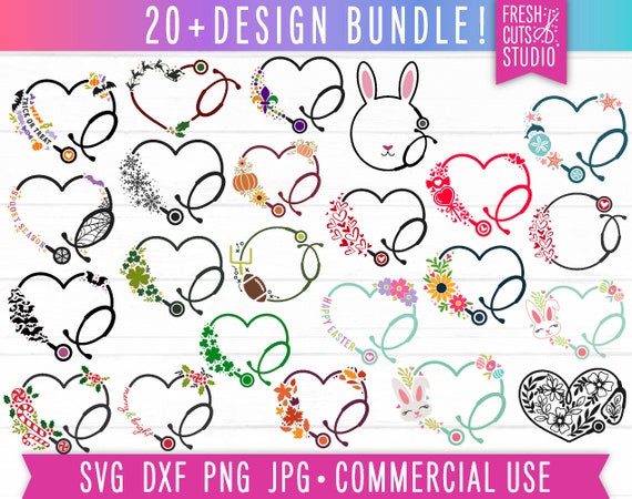 Stethoscope SVG Bundle, Nurse Bundle, Nurse svg png, Fall Stethoscope, Halloween, Spooky, Valentine Stethoscope, Floral Nurse svg Cut Files