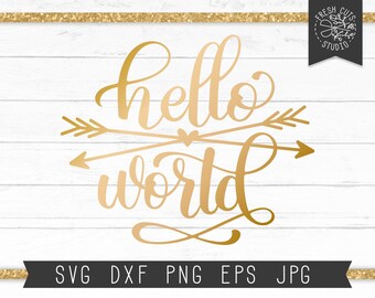 Hello World SVG Cut File Design for Cricut and Silhouette Instant Download, Newborn Baby svg Cutting File, Cute Baby Shirt Svg, Dxf, Png